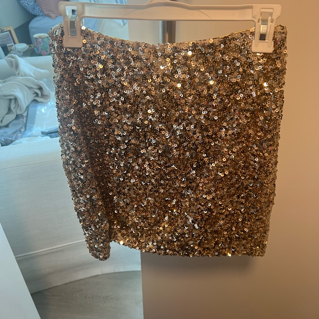 Aqua Gold Sequin Mini Skirt